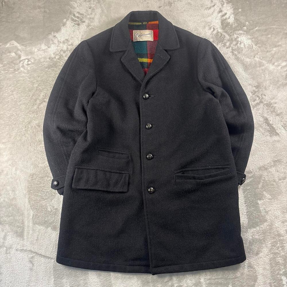 Vintage 60s Sears Fieldmaster Wool Donkey Chore Coat Men’s XL Black Plaid Lined